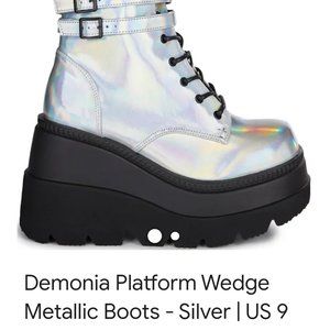 Iridescent Dolls Kill Demonia Platform Boots